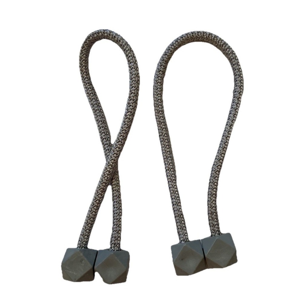 2 Magnetic Curtain Drapes Tiebacks Grey Silver Rope elegant Easy‎ Convenient